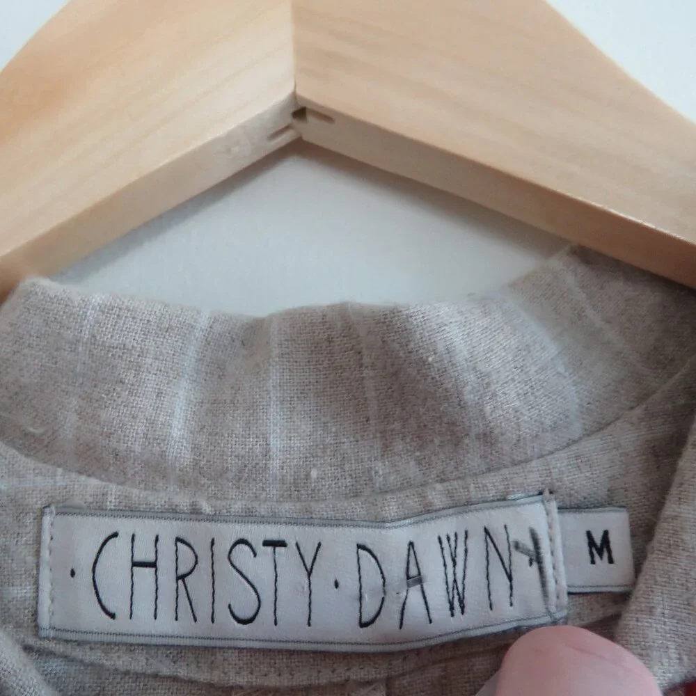 CHRISTY DAWN Phoebe Jumpsuit 100% Linen in Striped Tan Neutral - Size M - Picture 14 of 15